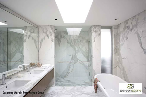 calcutta marble bathroom