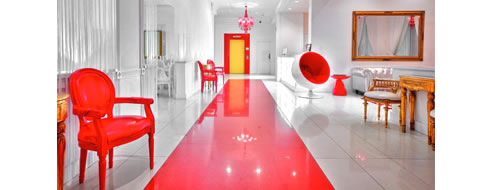 red carpet tiled floor