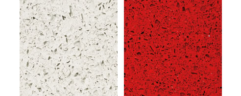 white and red terrazzo floor tiles