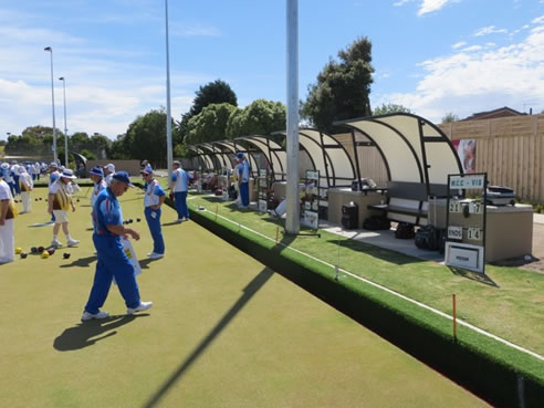bowls green shade structures with heating
