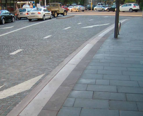 cobblestone and paved streetscape