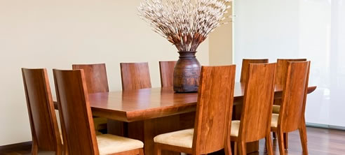 timber dining table and chairs