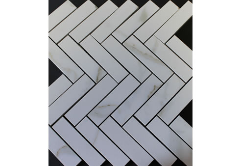 Herringbone Calacutta Gold Porcelain Mosaic