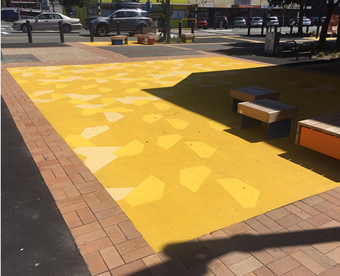 Bright Decorative Street Coating for Tawa Mall in Wellington, New Zealand