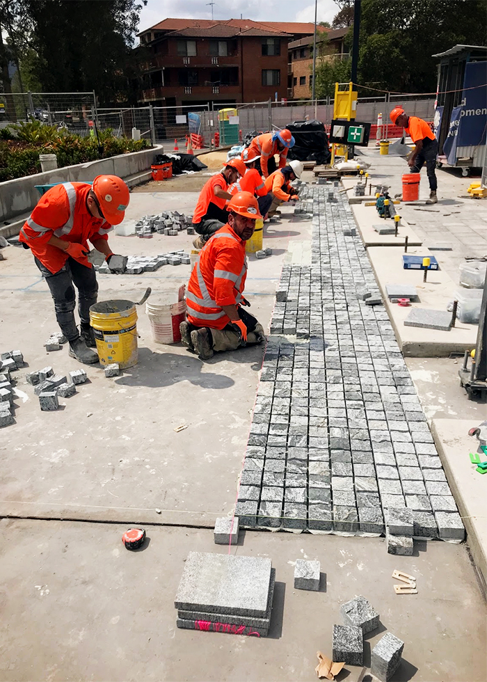 Cobblestone Streetscape for Westmead Sydney with LATICRETE