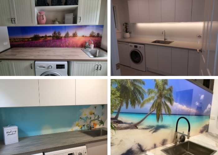 Coloured and Printed Acrylic Splashbacks and Wall Panels for Laundry Areas by Innovative Splashbacks