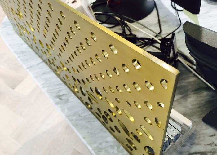 Perforated Panel Desk Screen by Astor Metal Finishes