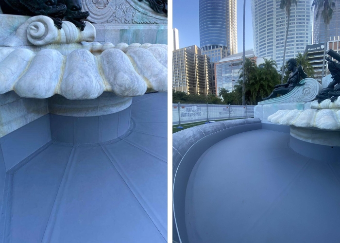 Heritage Fountain Waterproofing with Wolfin PVC Membrane by Projex Group