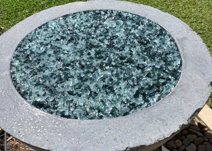 Tempered Glass Chips for Outdoor Fire Pits by Schneppa Glass