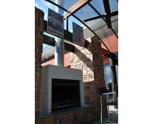 stone veneer fireplace