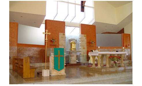 glass feature in a church