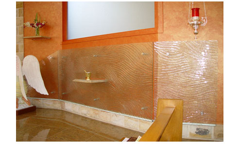 glass feature in church alter
