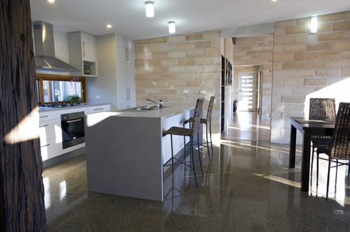 interior of home built with timbercrete bricks