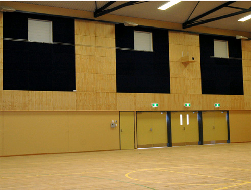 fabric acoustic panels in hall