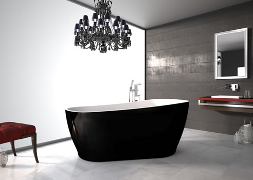 black freestanding bath