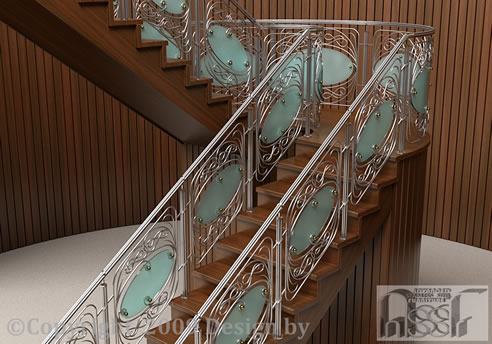 staircase balustrade with glass panels