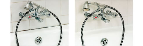 before and after re-enamelling bathtub