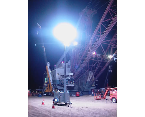 lunar lighting tower at construction site