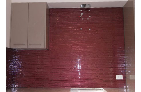 textured glass kitchen splashback