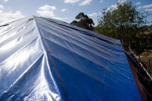 tarp roof blue