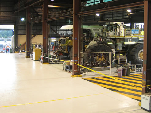 floor at heavy vehicle workshop