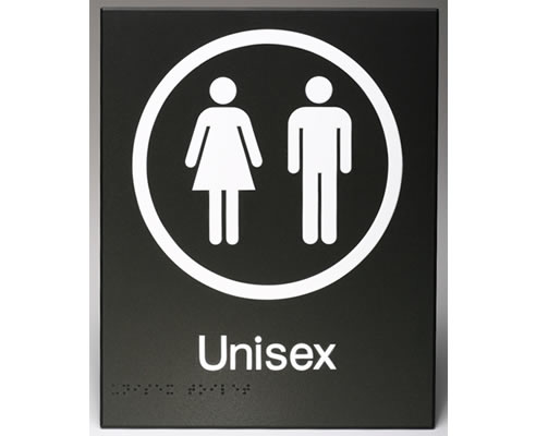 braille unisex toilet sign