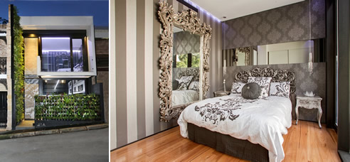 eco house exterior and bedroom