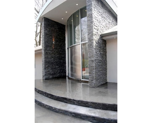 exterior grey stacked stone cladding