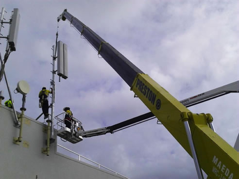 preston mini crane installing antenna