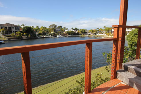 stainless steel wire balustrade with timber frame