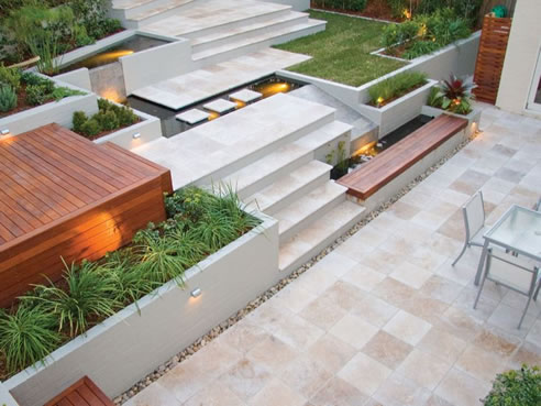 tumbled noce travertine pavers and step treads