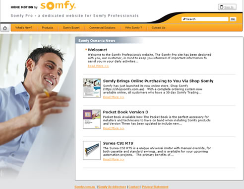 New Somfy Pro Website, Dedicated to Somfy Professionals