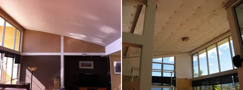 ceiling before and after insulation