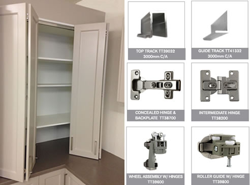 overlay bi-folding door and components