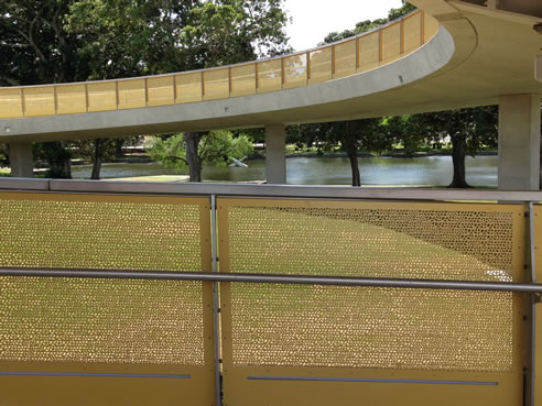 anodised perforated panels moore park pathway