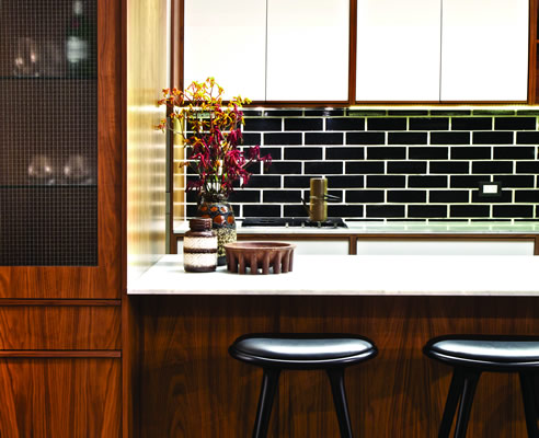 glazed brick splashback