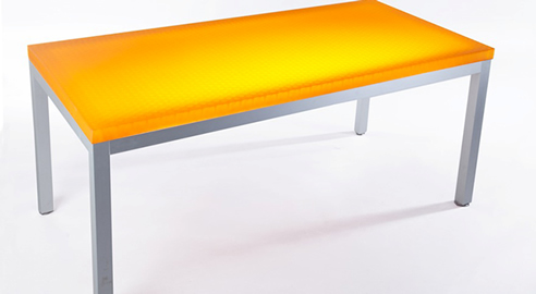coloured acrylic coffee table