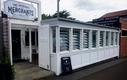 Cafe front windows from Breezway