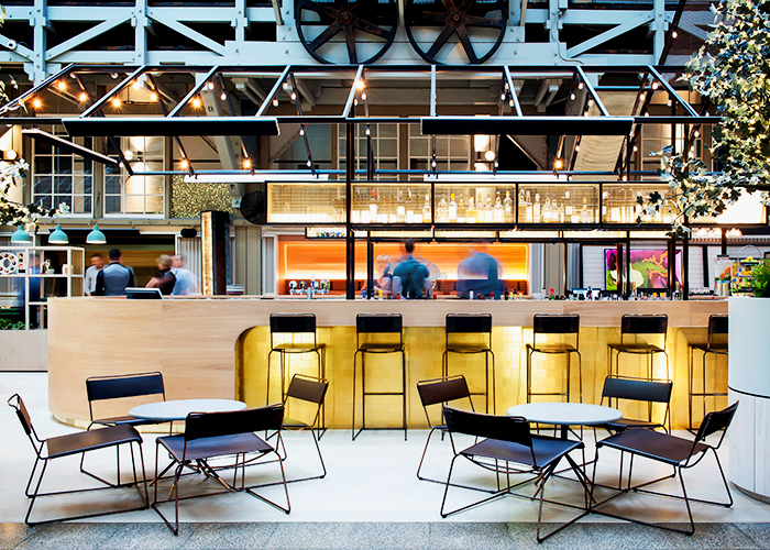 Subway Tiles in Brass and Raw Steel for a Luxury Hotel from Alloy