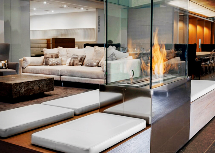 Custom Indoor Fireplace for Nu Skin Office by EcoSmart Fire