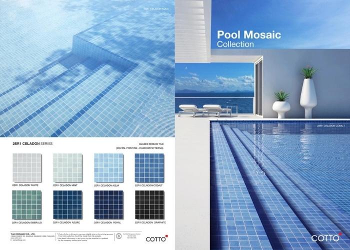 Embossed Porcelain Mosaic Pool Tiles by MDC Mosaics