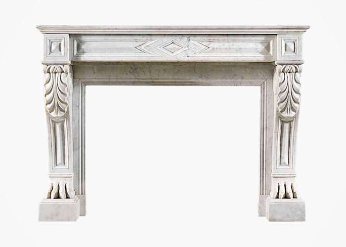 Design #171, French Fireplace Surround in White Marble from Richard Ellis