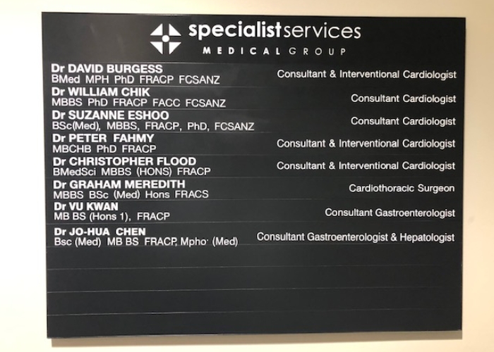 Directory for Hospitals and Clinics Signage by Architectural Signs Sydney