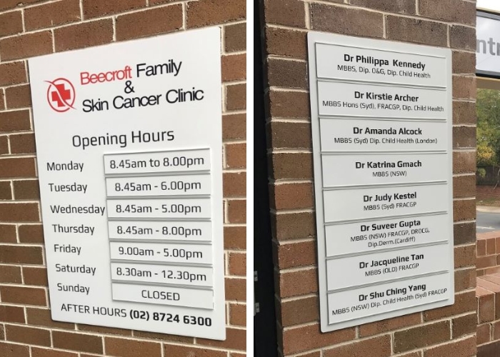 Directory for Hospitals and Clinics Signage by Architectural Signs Sydney