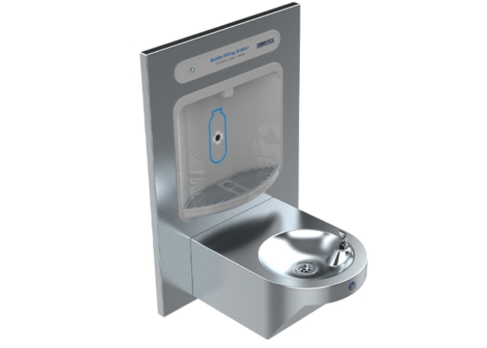 Round Drinking Fountain with Hands-Free Bottle Filler from Britex