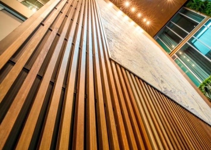 Wood Grain Aluminium Battens by Ullrich Aluminium