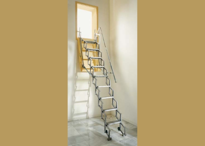 Concertina Ladder for Mezzanine Levels by Attic Ladders
