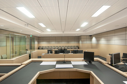 timber acoustic panels in courthouse
