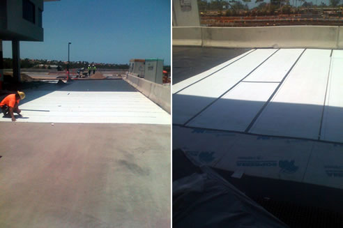 installing waterproofing on podium deck