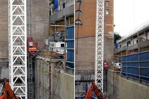 hek msm super modified to provide access to tower crane